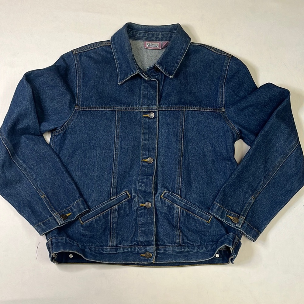 Premier International Jean Jacket Women's Size M Blue Denim Trucker Jacket